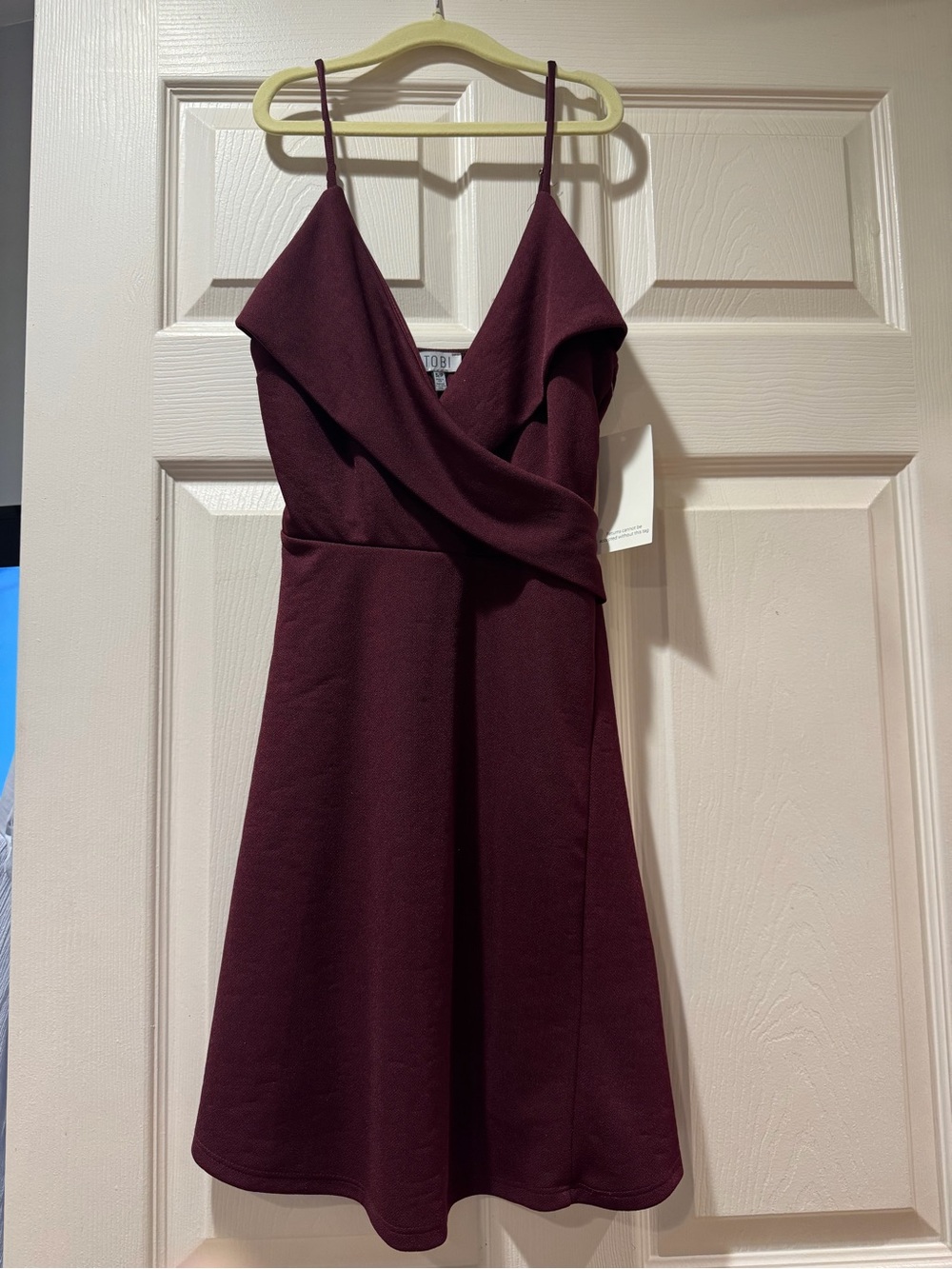 Tobi Burgundy Spaghetti Strap Wrap Mini Dress